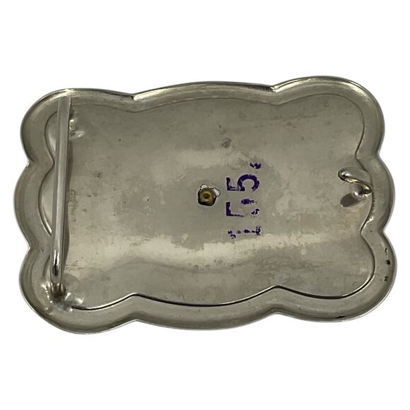 Square Dancing Couple Belt Buckle Mens Vintage Collectible Nickel Plated - Picture 2 of 4